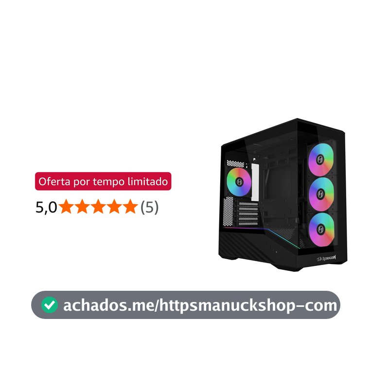 Gabinete Gamer Lian Li Vector V100 Mini Redragon Spec Preto Micro-ATX Com 4 Fans Janela Lateral Vidro Temperado Compatível com Placas Mãe de Conectores Traseiros Fita LED ARGB