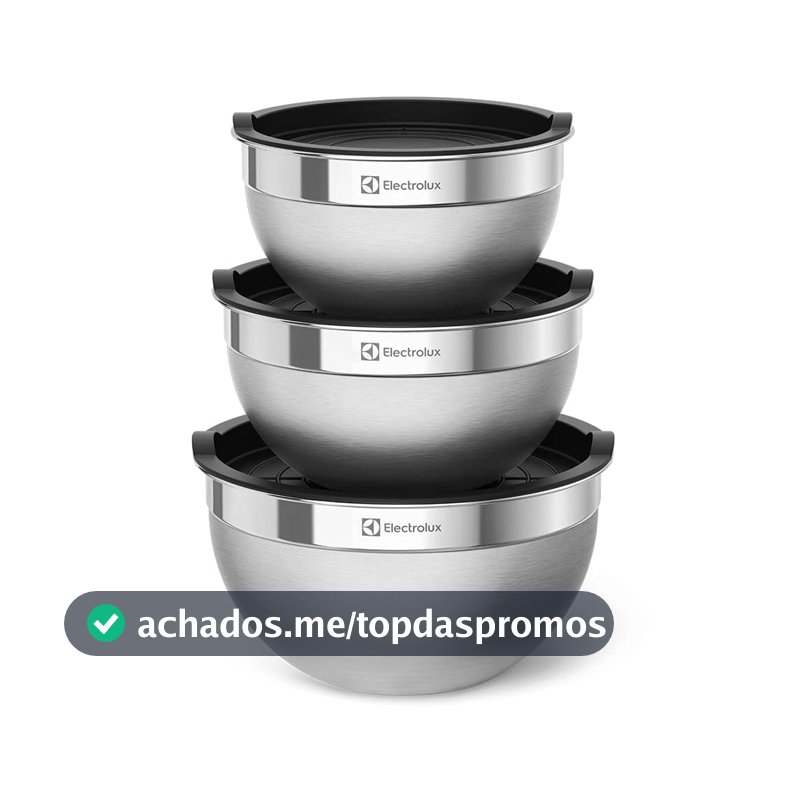 Conjunto de Bowls Tigelas de Inox com Tampa Plástica Electrolux