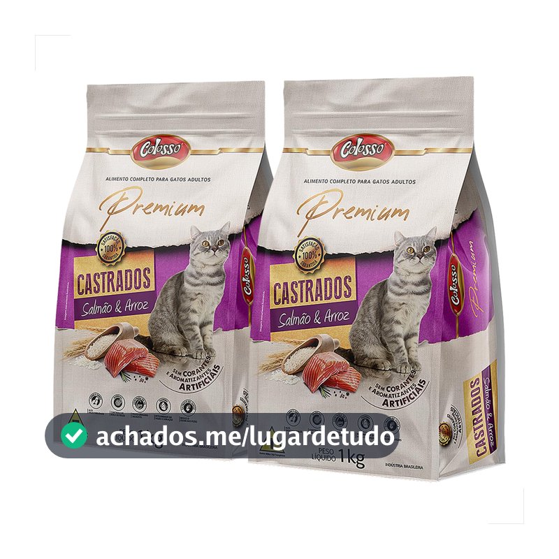 Colosso Ração Premium Gato Castrado Salmão e Arroz, 1kg