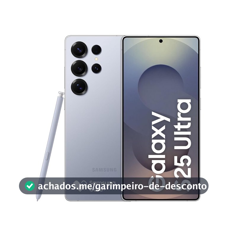 Celular Samsung Galaxy S25 Ultra 5G, 256GB, 12GB RAM, Câmera Quádrupla de 200+50+10+50, Tela Grande de 6.9", Titânio Azul