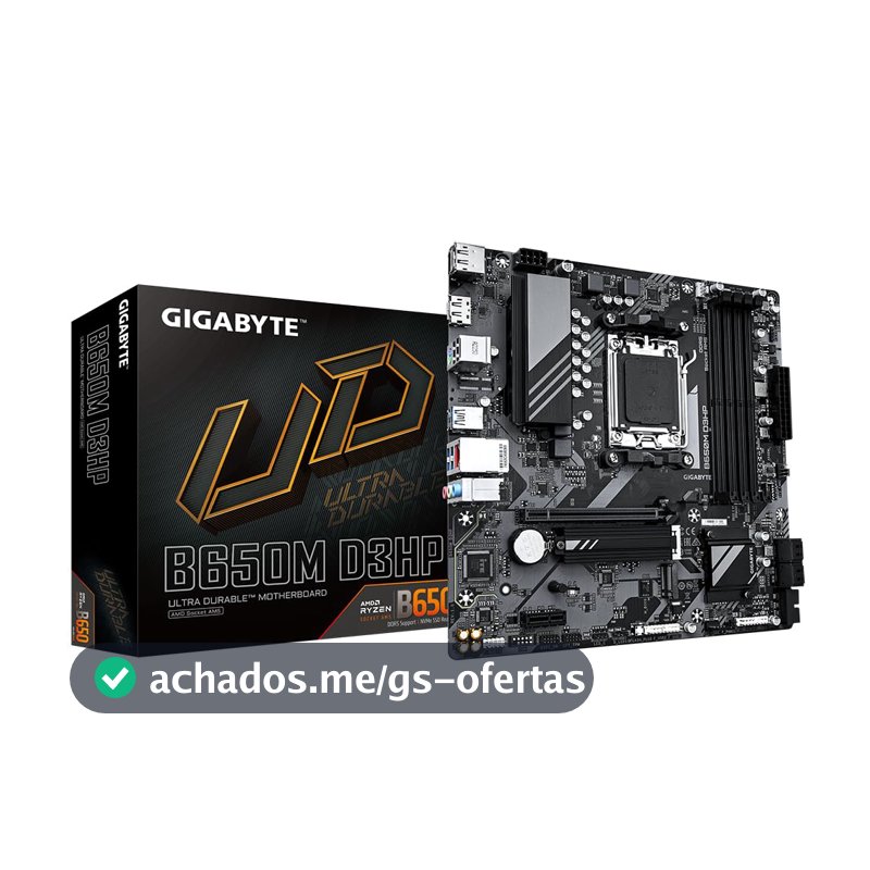 Gigabyte B650M D3HP Placa-Mãe Micro-ATX, Socket AM5, DDR5, para AMD Ryzen Série 7000/8000/9000