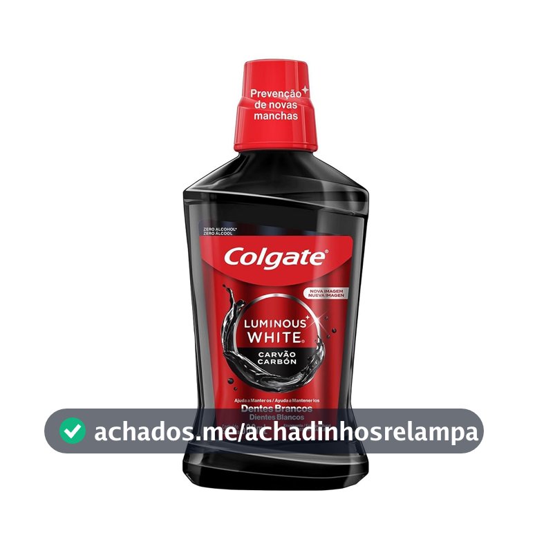 Enxaguante Bucal Colgate Luminous White, com Carvão, 500ml
