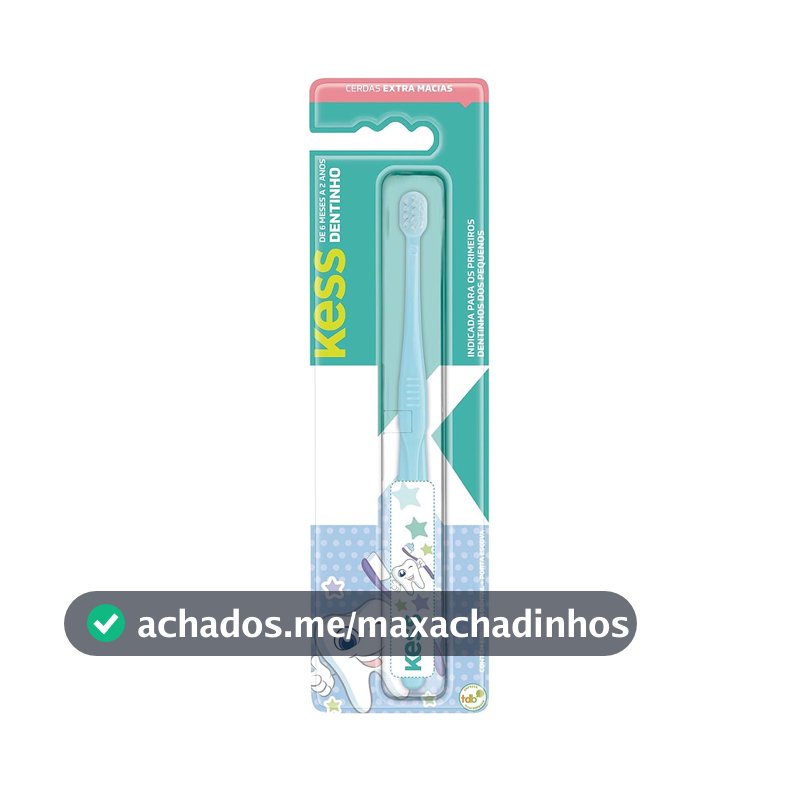 Escova Dental Infantil Dentinho com Estojo Protetor, Kess, Azul/Rosa
