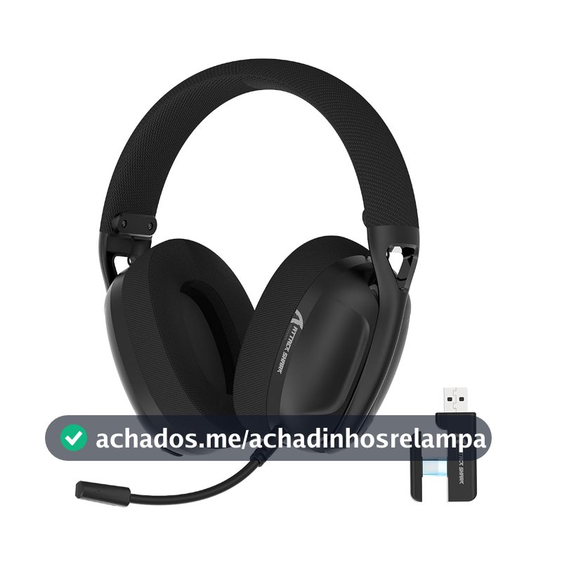 ATTACK SHARK L80 Fone de ouvido sem fio para jogos ultraleve sobre a orelha,dongle USB C&A de 2.4 GHz/Bluetooth 5.3/3.5 mm com fio,microfone removível,bateria de 600 mAh para PC Mac PS4 Switch(Preto)