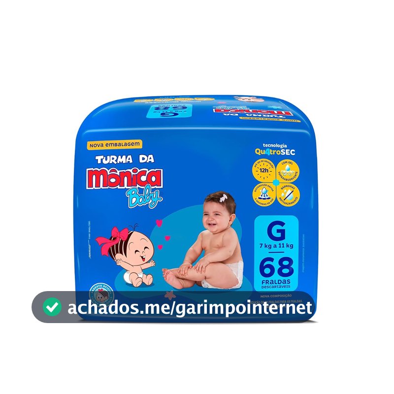 Fralda Turma da Monica Baby Giga G 68 Unidades