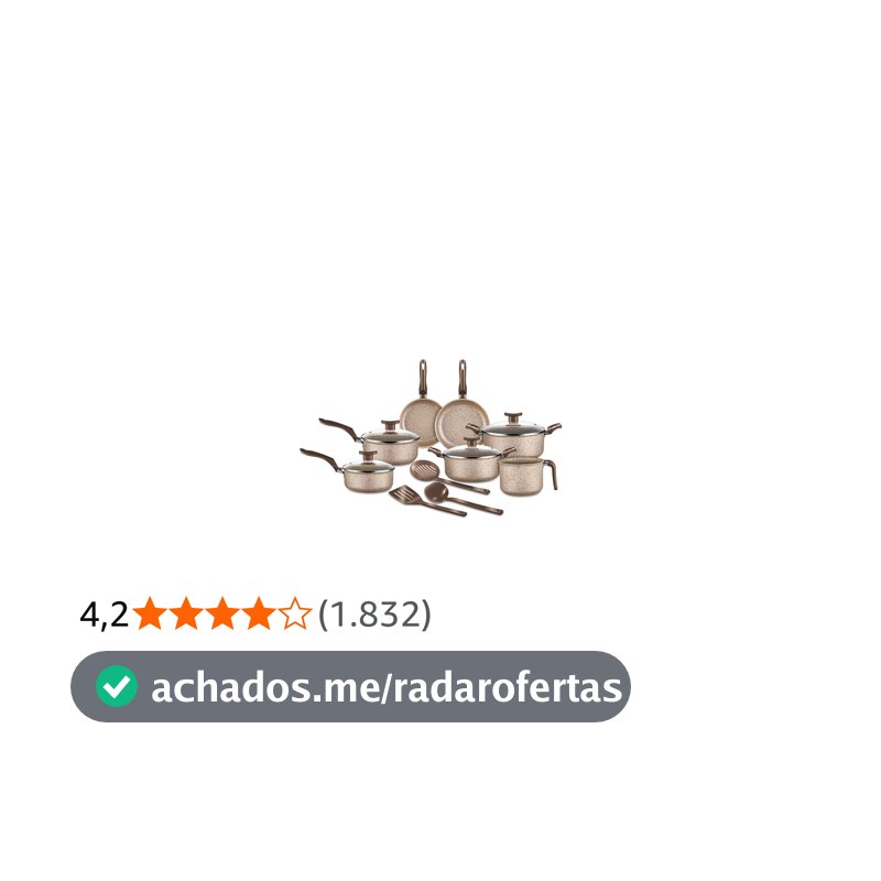 Jogo de Panelas 10 Peças Bianco Antiaderente com Tampa de Vidro