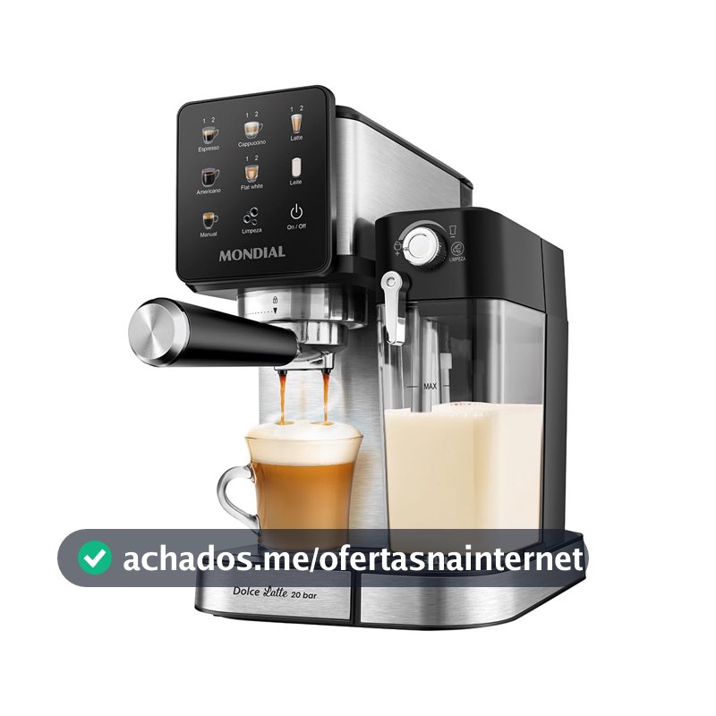 MONDIAL, Cafeteira Espresso Automática Dolce Latte 20 bar, Preto/Inox 1250W, 110V - CCL-01