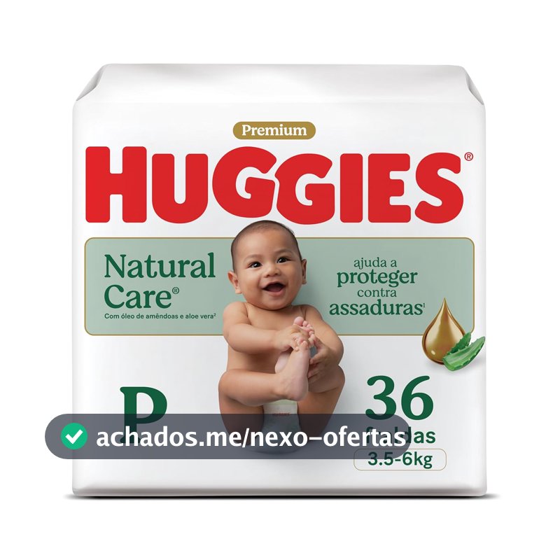 Huggies Fralda Descartável Premium Natural Hipoalergênica Care P - 36UN