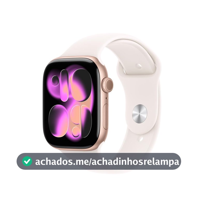 Apple Watch Series 11 GPS + Cellular, Caixa em alumínio rosa‑dourado de 46 mm com Bracelete desportiva rosa leve - M/G
