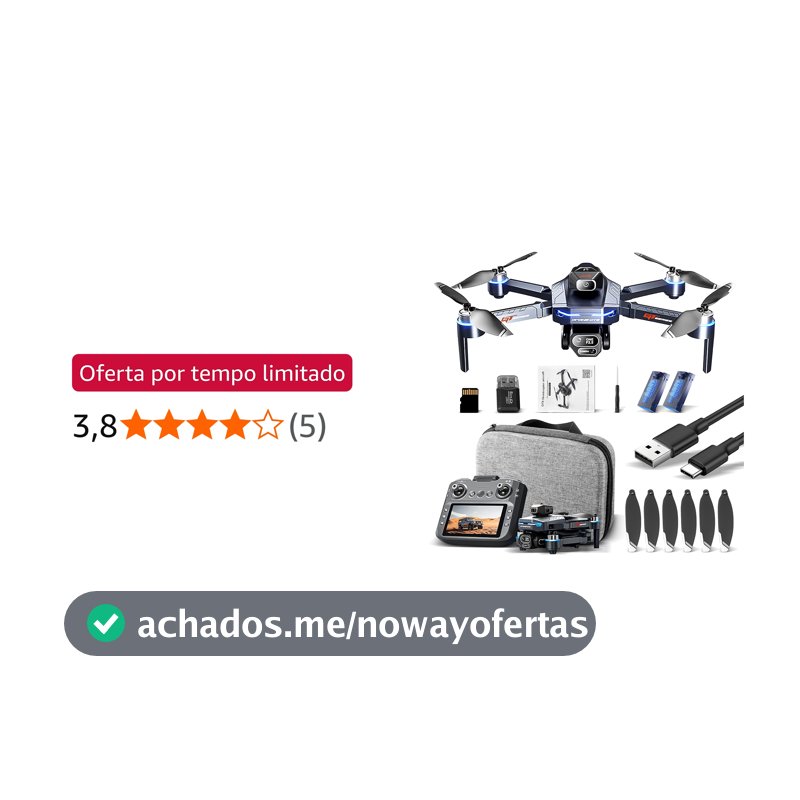 Drone com Câmera 4K GT8 Drone Profissional FPV com 2 Baterias e Controle Remoto com Tela, Até 25 Minutos De Voo, Sistema De Fluxo Óptico para Adultos e Iniciantes