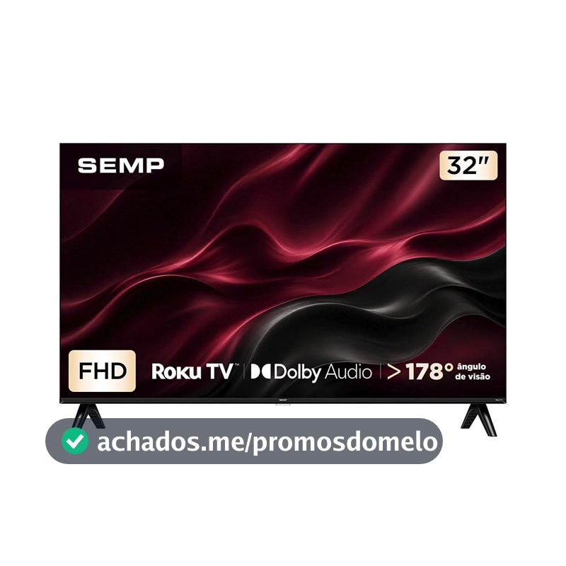 Smart TV Semp 32 Polegadas LED Full HD S42R Roku TV Wi-Fi Dolby Audio Brilho até 220 Nits 32S42R