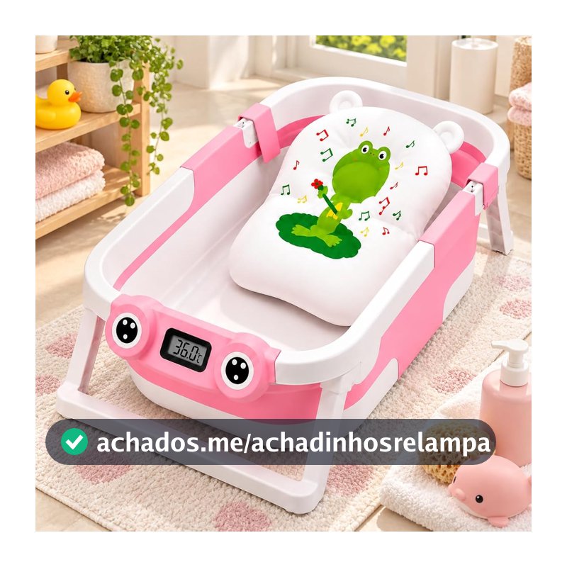 Banheira Dobrável Portátil para Bebê com Termômetro Digital e Almofada
