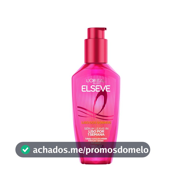 L'Oréal Paris Elseve Sérum Leave-in Liso dos Sonhos com Tecnologia Ativada por Calor, Antifrizz, Protetor Térmico e Barreira Contra Umidade, 100ml