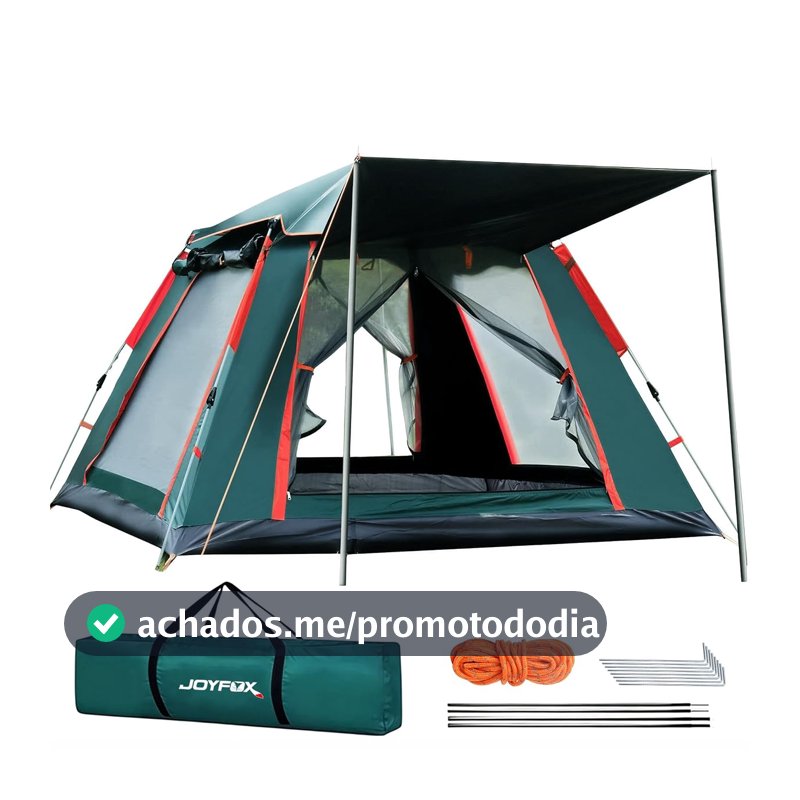 JOYFOX Barraca de Camping Automática, 3-8 Pessoas, Montagem Rápida em 3 Segundos, Proteção UV UPF50+, À Prova de Chuva com Vestíbulo e Mosquiteiro, Ideal para Acampamento, Praia e Trilha