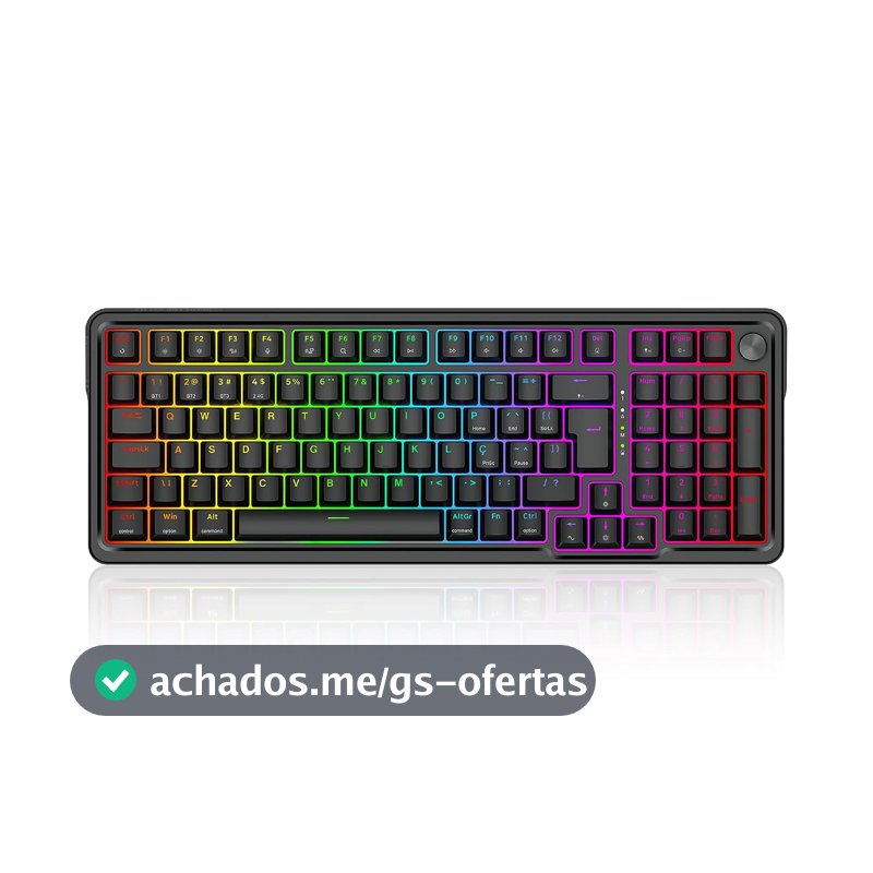 Teclado Mecânico Gamer Redragon Eisa Pro Preto RGB Switch Mambo 1800 Compact Hotswap 5 Pinos ABNT2 Gasket Mount USB Tipo-C, Bluetooth e USB 2.4GHz K686-RGB-PRO (PT-MAMBO)