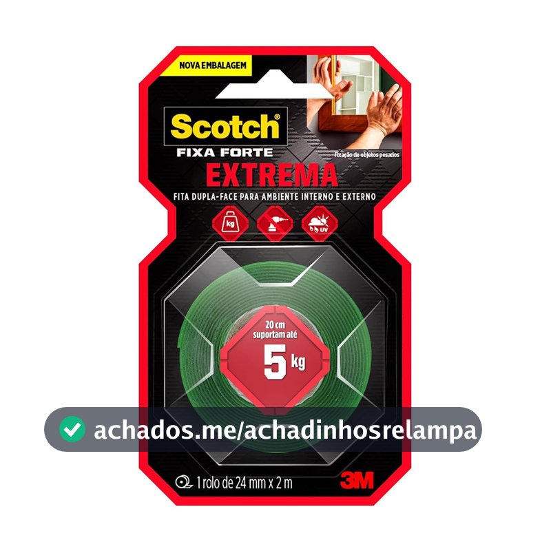 SCOTCH 3M Fita Dupla-face Fixa Forte Extrema 24 mm x 2 m 1 Unidade