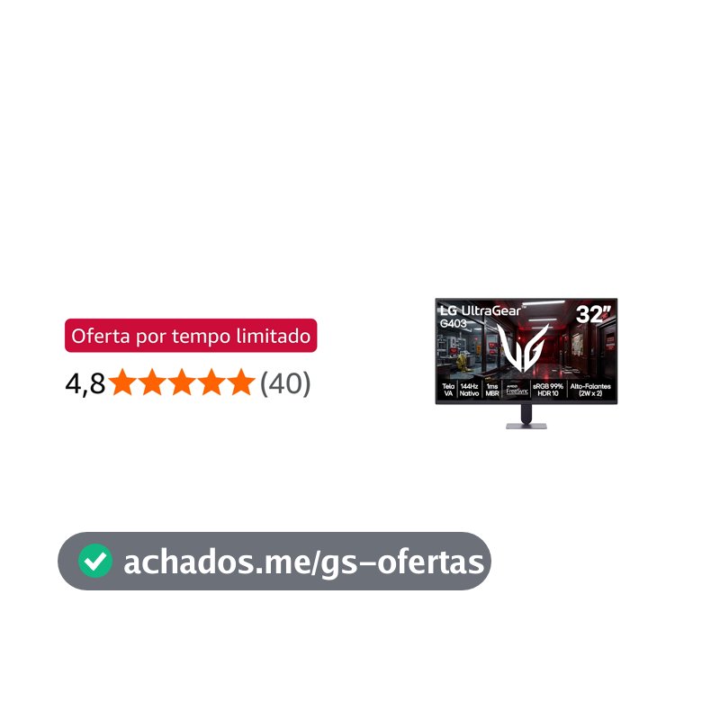 Monitor LG UltraGear - Tela VA FHD 32”, 144Hz nativo, 1ms (MBR), AMD FreeSync, HDR10, sRGB 99%, Preto - 32G403B