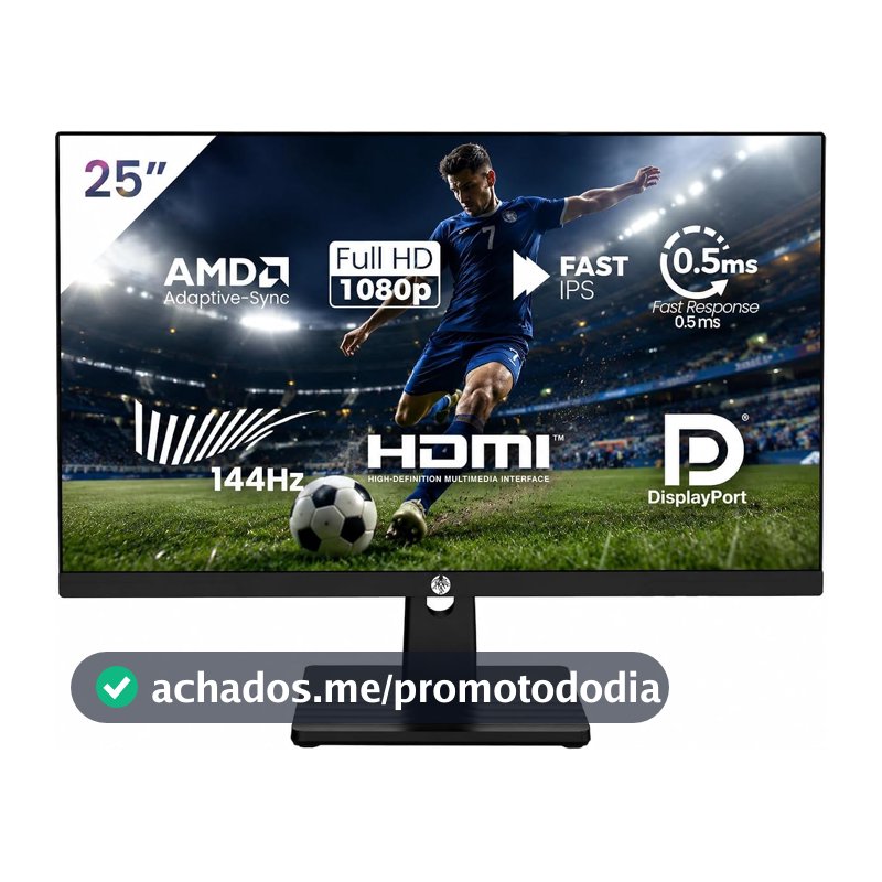 Monitor Gamer 25'' 144hz 0.5ms 1920x1080 HDR10 Resolução FHD HDMI/DP Painel IPS VESA Alta Taxa de Atualização