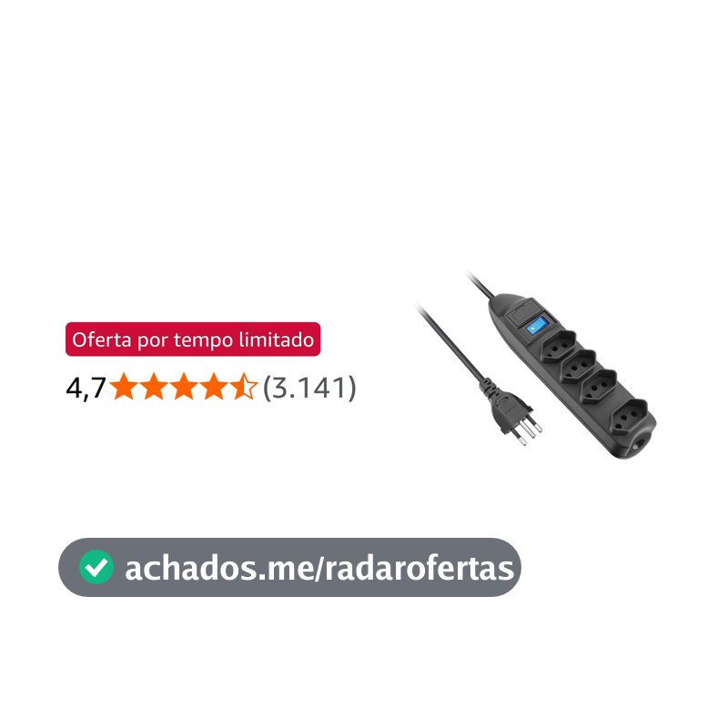 Filtro de Linha 4 Tomadas Elgin 2P+T 10A Preto Bivolt