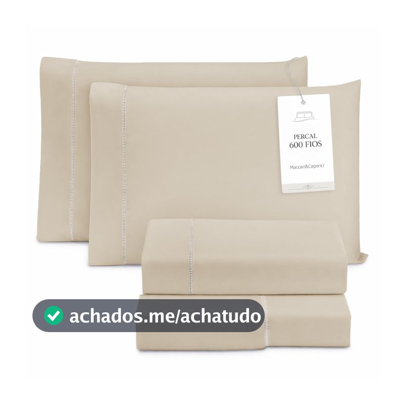 Jogo De Lençol Cama Box Queen 4 Peças Percal 600 Fios Toque Macio Palha