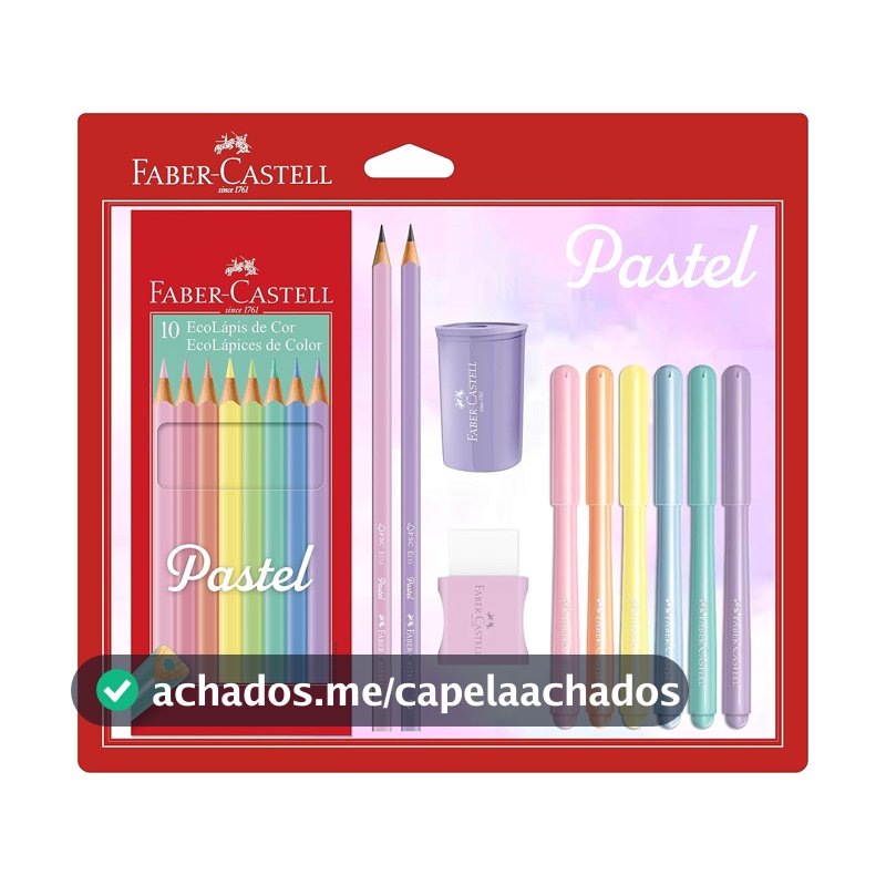 Kit Tons Pastel, Faber-Castell, KIT/PASTEL, Lápis de Cor + Canetinhas + Borracha + Apontador + Grafite