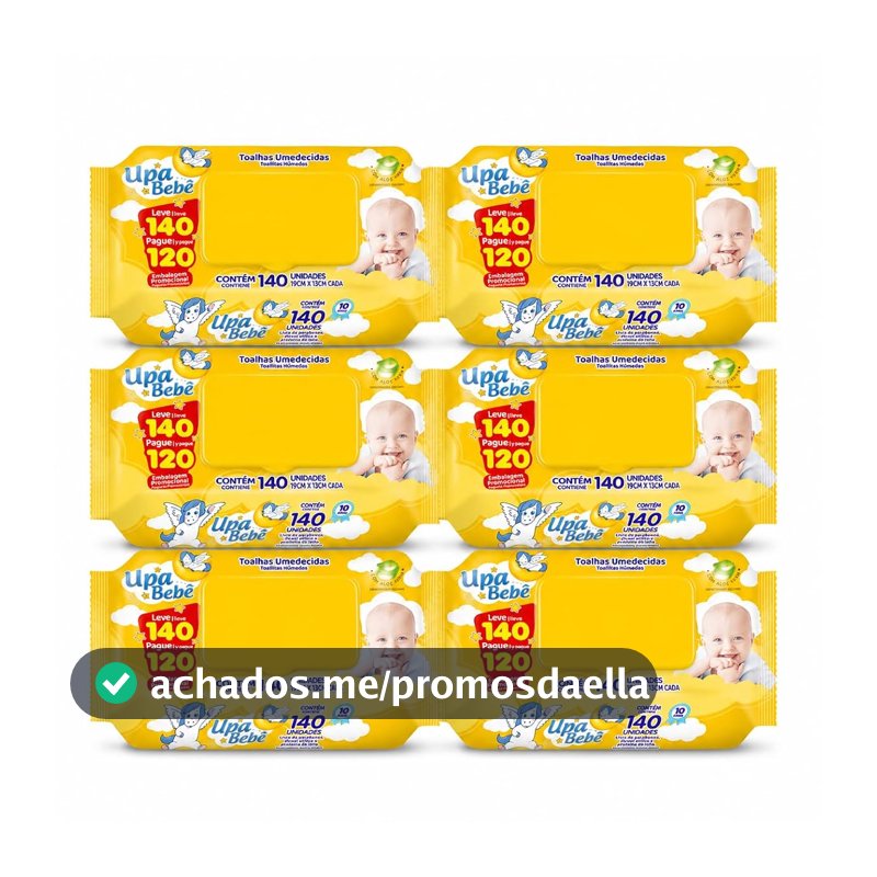 Toalha Umedecida Bebê Kit 6 Pacotes com 840 Unidades