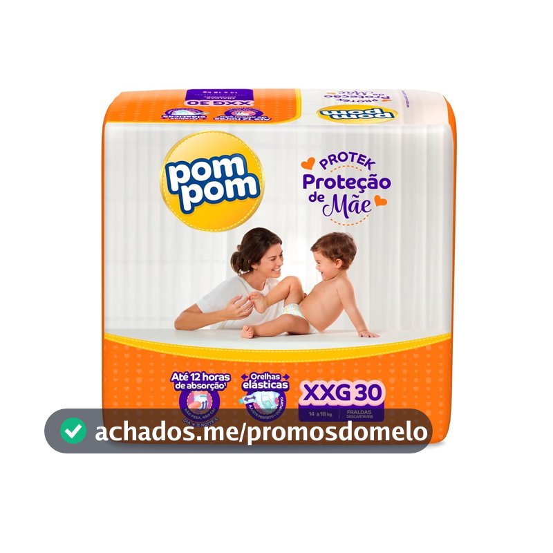 Fralda Pom Pom Protek Proteção de Mãe Mega XXG 30 Unidades