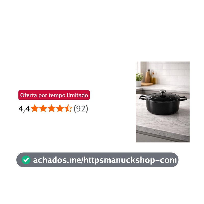 Caçarola 24cm 4,5L Antiaderente com Tampa, Panela de Indução com Revestimento Cerâmico, Alta Retenção de Calor, Cozimento Uniforme, Alças Reforçadas e Alta Durabilidade, Preta