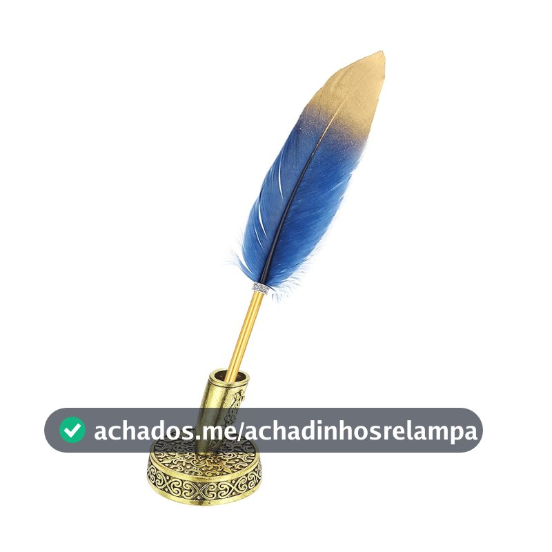 PATIKIL Canetas esferográficas Feather Bulk, suporte de metal, tinta preta, vintage, canetas de escrita para escritório e casamento, azul escuro