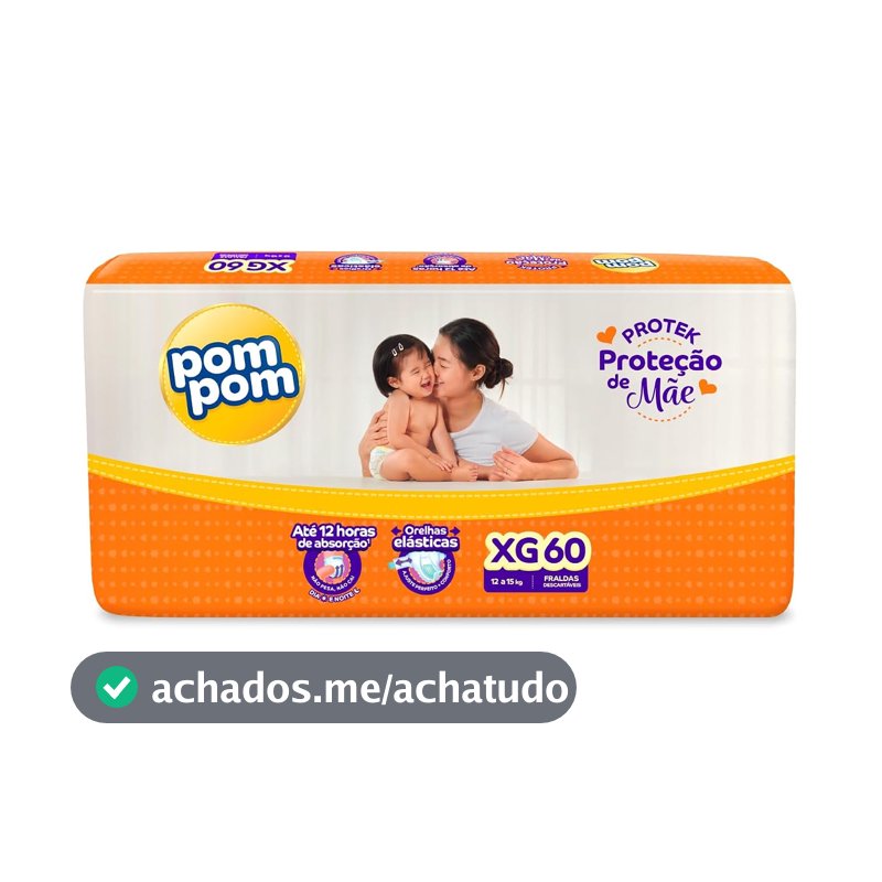 Fralda Pom Pom Protek XG, 60 Unidades