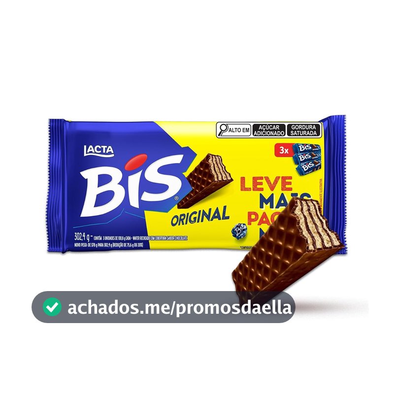 Bis Original Ao Leite - Kit com 3 unidades de 100,8g