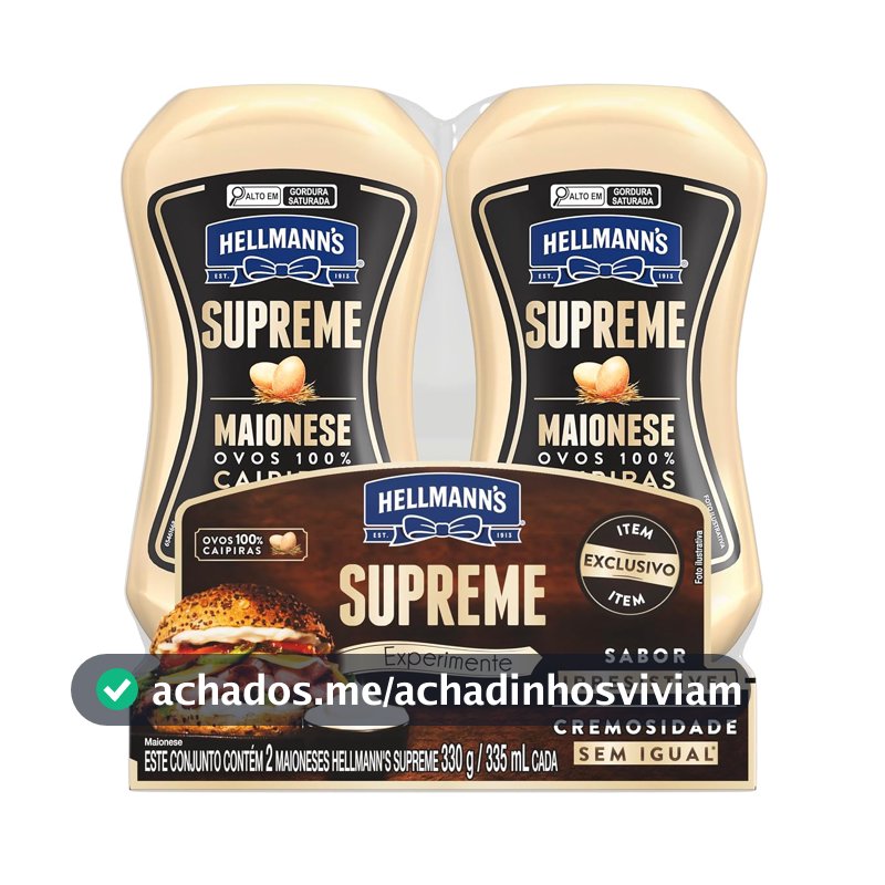 Pack Maionese Hellmann's Supreme Squeeze 330g 2 unidades (Embalagem pode variar)