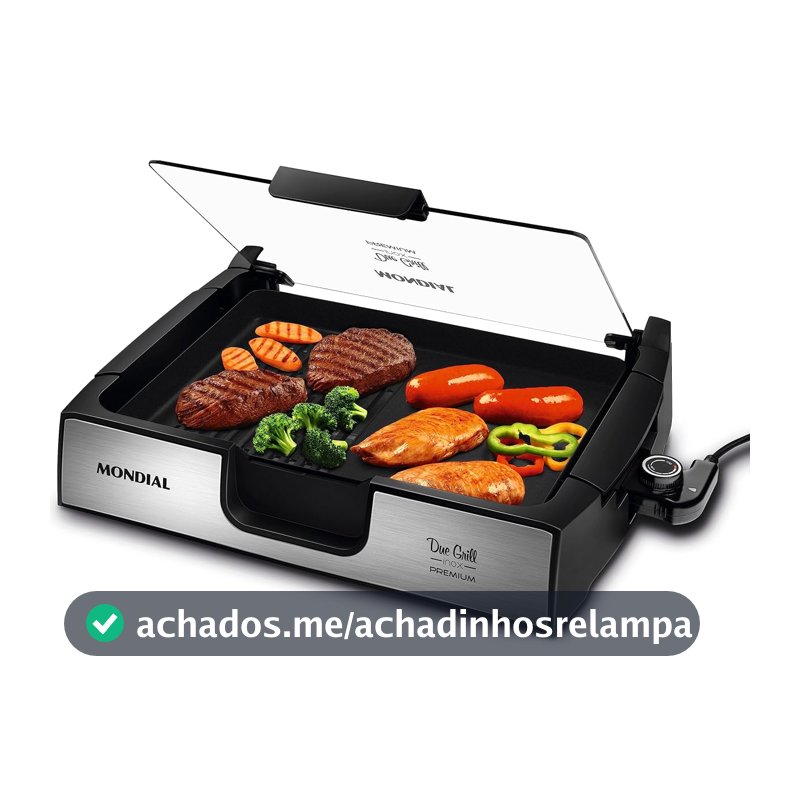 MONDIAL Chapa Due Grill Premium, Preto/Inox, 1270W, 220V - G-10