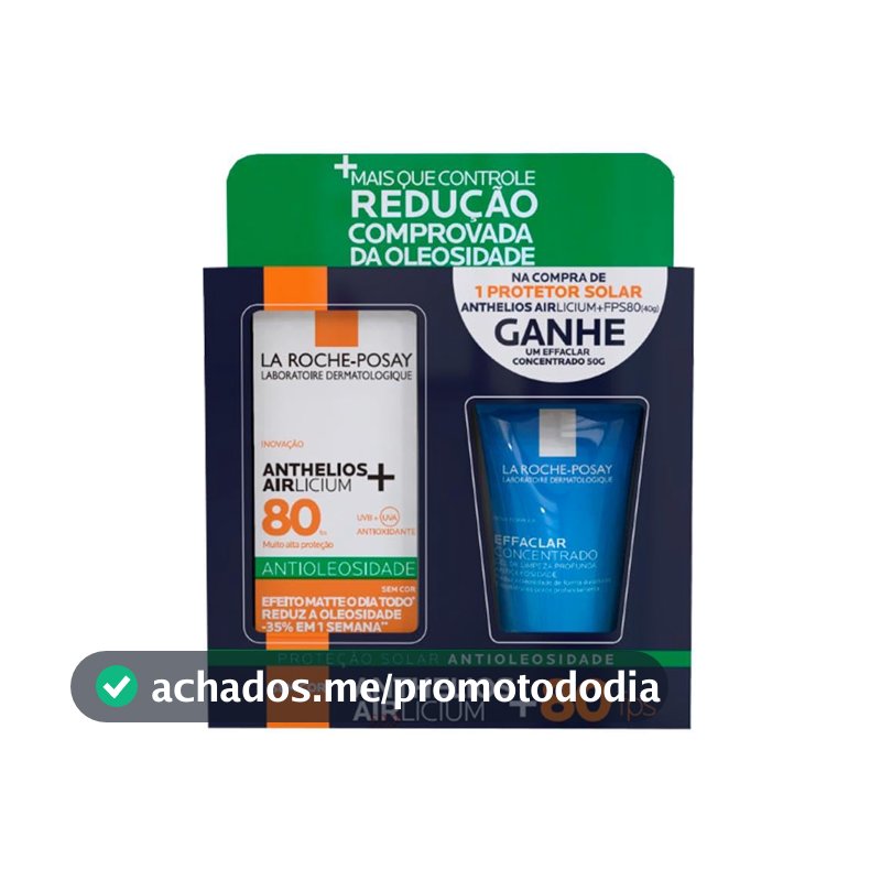 La Roche-Posay, Kit Protetor Solar Facial Anthelios Airlicium+ Gel Creme FPS80 40G + Effaclar Gel Concentrado 50G