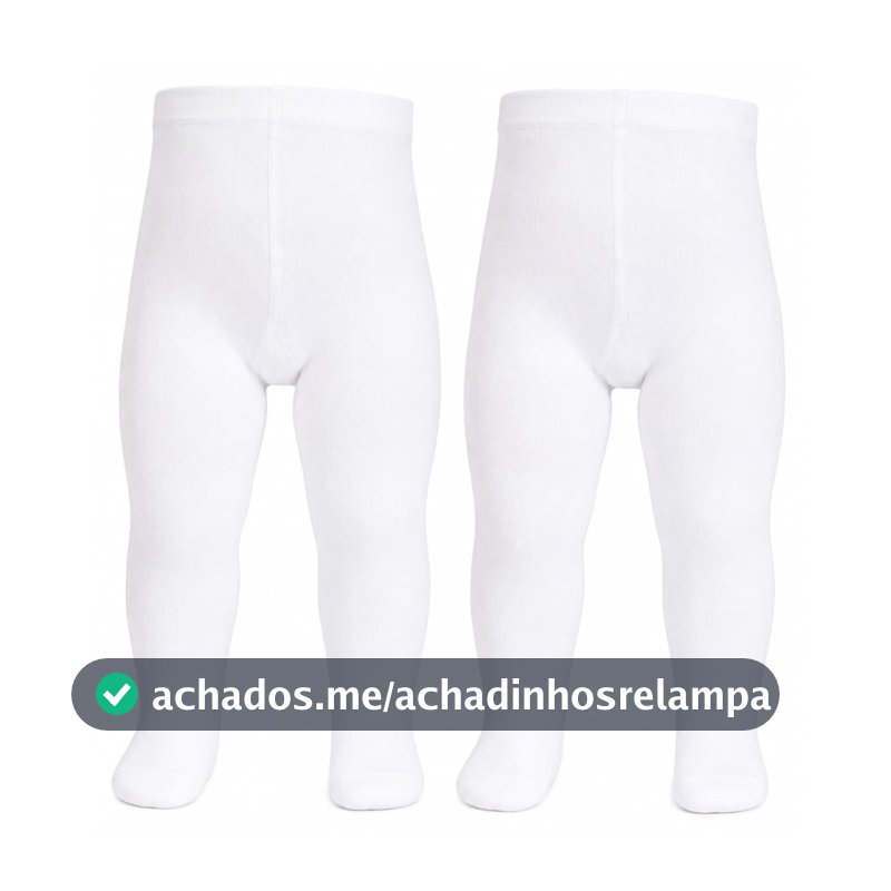 Kit 2 Meia Calça Bebê Infantil Inverno Menina 0 a 1 Ano Branca Grossa