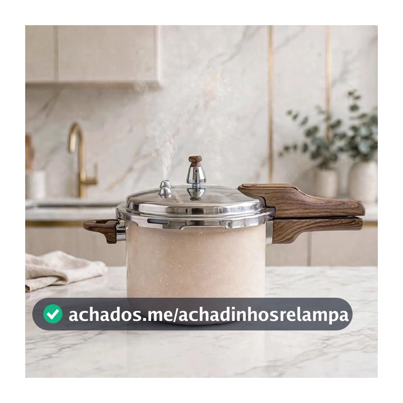 Panela de Pressão 4,2L Antiaderente com Fundo Triplo em Inox, Revestimento Cerâmico Marmorizado, Compatível com Indução, Gás, Elétrico e Vitrocerâmico, Design Premium Creme para Cozinha Moderna