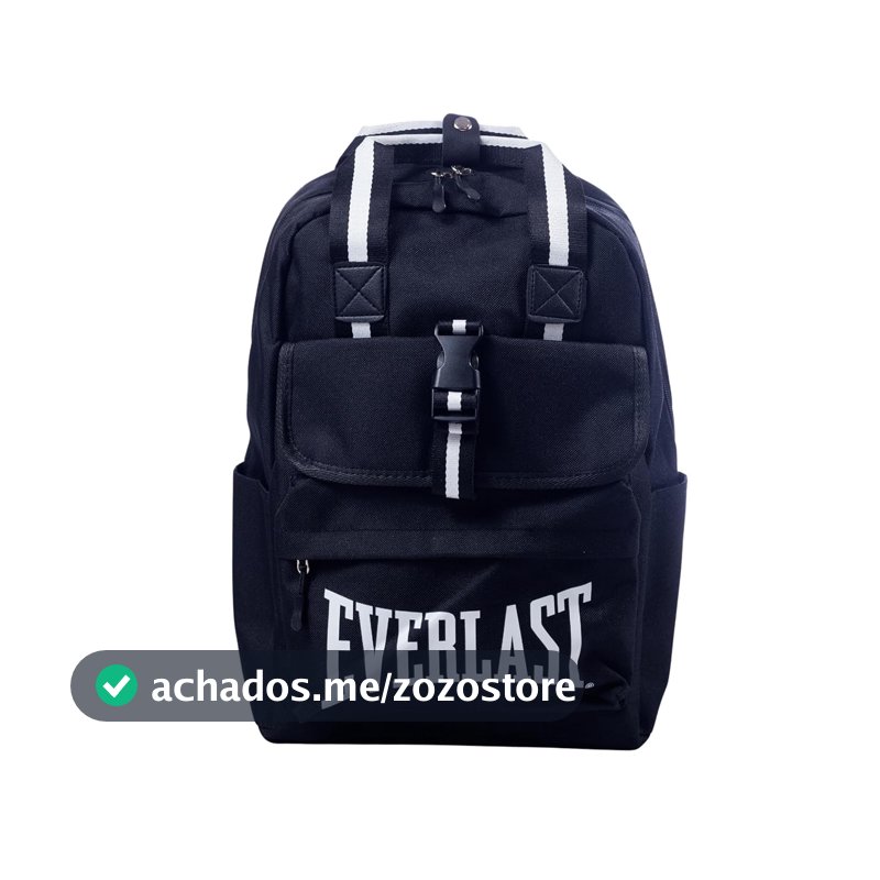 Everlast Mochila Elegance 100% Nylon Preto com Alças Acolchoadas