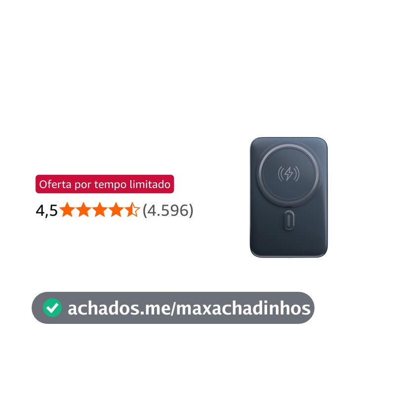 Geonav Power Bank, Carregador Portátil Universal por Indução 10.000mAh, Carregamento rápido, Suporte Dobrável, Compatível com MagSafe®, PB10MAGSG, Cinza