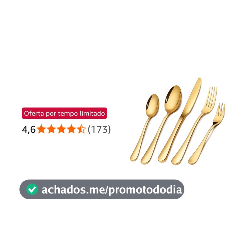 Conjunto de Talheres 30 Peças Aço Inoxidável Premium - 6 Facas, 6 Garfos, 6 Colheres, 6 Garfos Salada, 6 Colheres Chá - Presente Elegante para Casa/Restaurante- Dishwasher Safe (ouro)