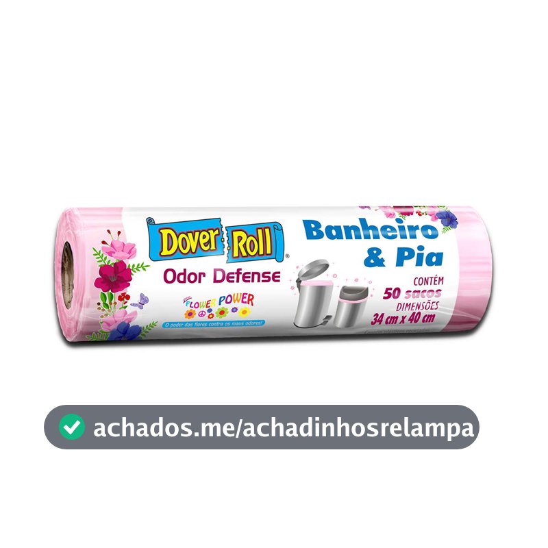 Dover-Roll Saco Para Lixo Odor Defense Banheiro & Pia Rosa Flower Power Rolo Com 50 Sacos