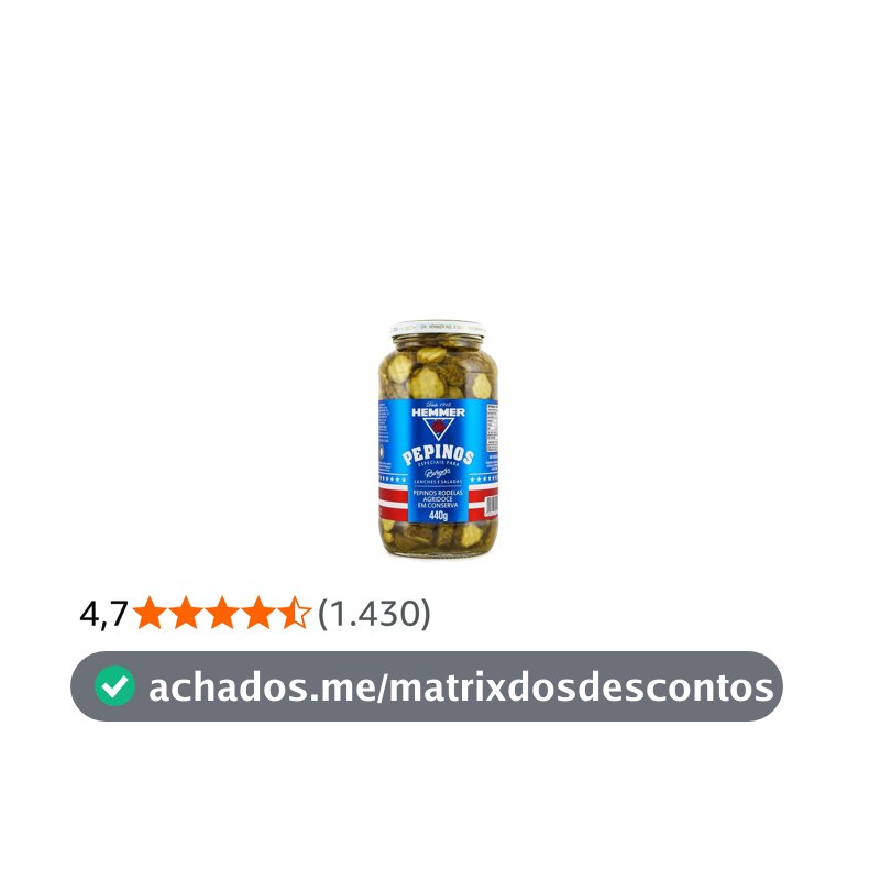 Pepinos em Conserva Agridoce Hemmer Vidro 440G