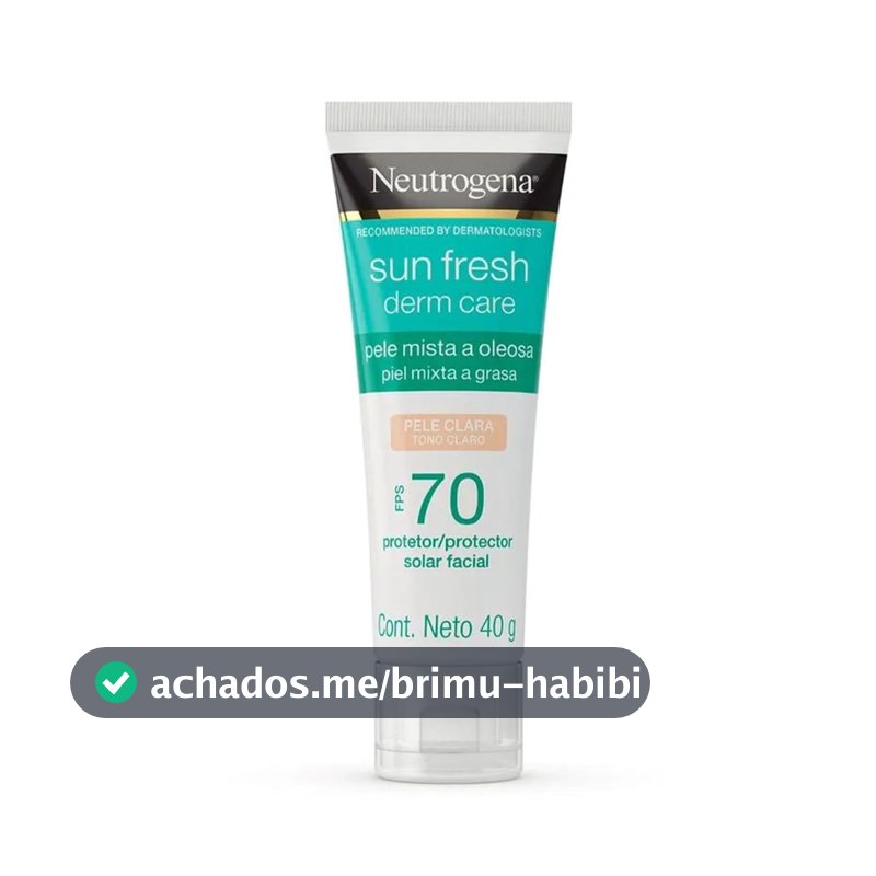 Protetor Solar Facial Neutrogena Sun Fresh, Pele Clara, FPS 70, 40g