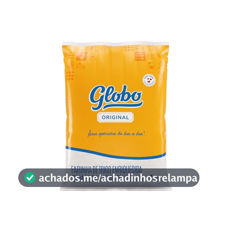 Farinha de Trigo de 1 Kg, Tipo 1, Embalagem Plástica, Globo Original.