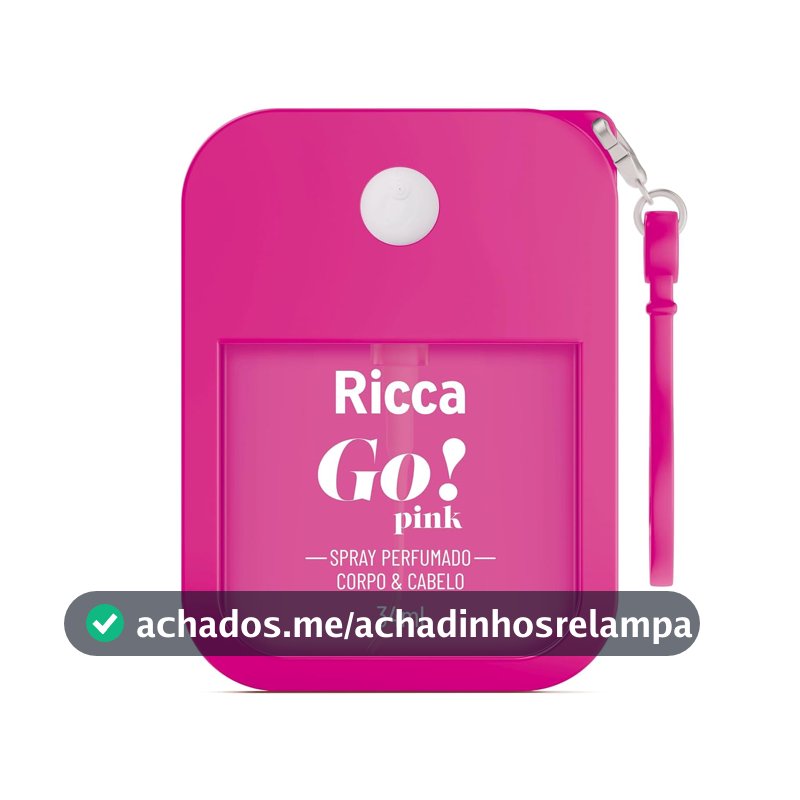 Ricca Go! Pink Body Splash para Corpo e Cabelo, 34 ml.