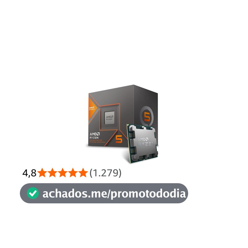 Processador AMD Ryzen 5 8600G Box (AM5/6 Cores/12 Threads/5.0GHz/22MB Cache/Wraith Stealth/Radeon 760M/AMD Ryzen AI)