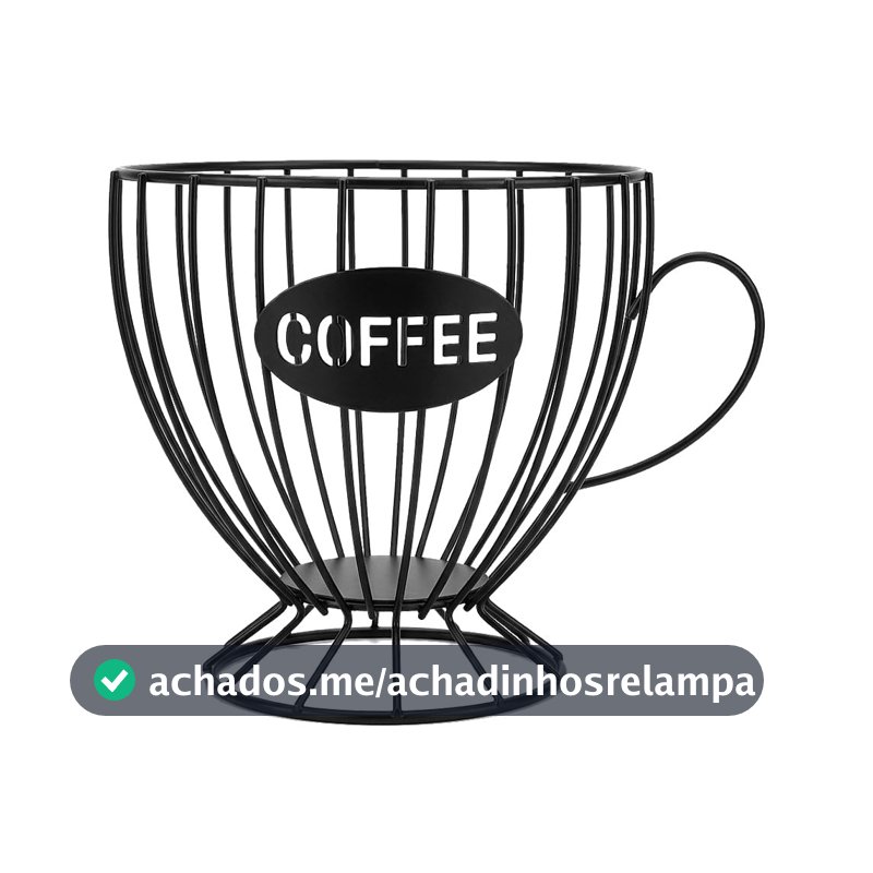 Porta Cápsulas de Café Formato Xícara, Aramado Preto, Cantinho do Café