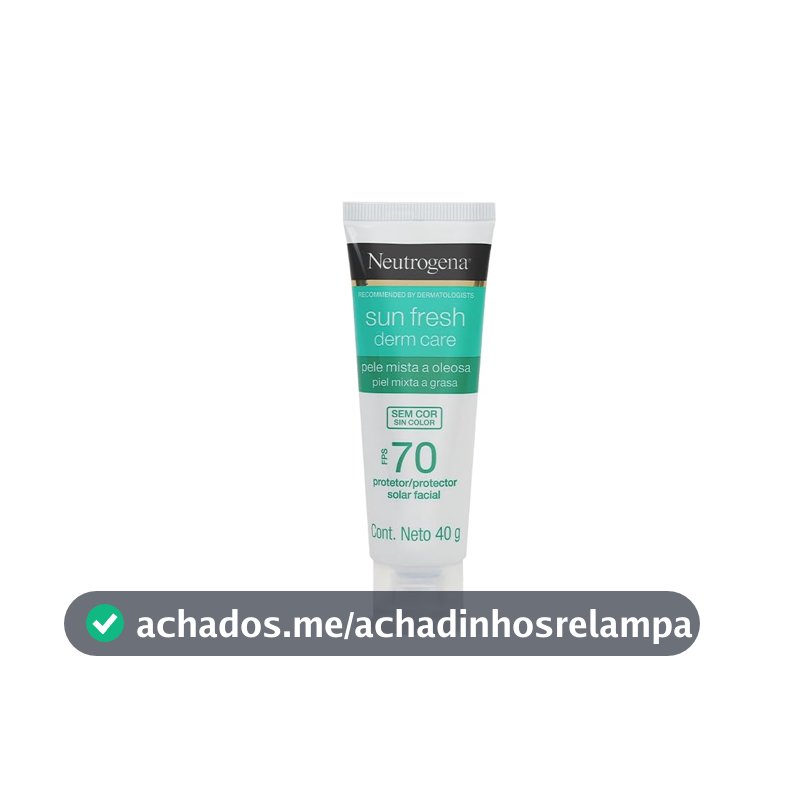 Protetor Solar Facial Neutrogena Sun Fresh Derm Care, Sem Cor, FPS 70, 40g