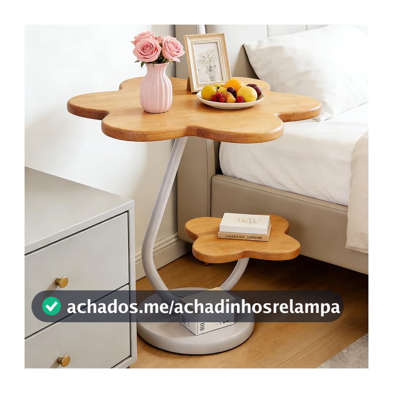Mesa de Centro em Forma de Nuvem e Flor - Design Único, Base Estável e Versátil (Amarelo)