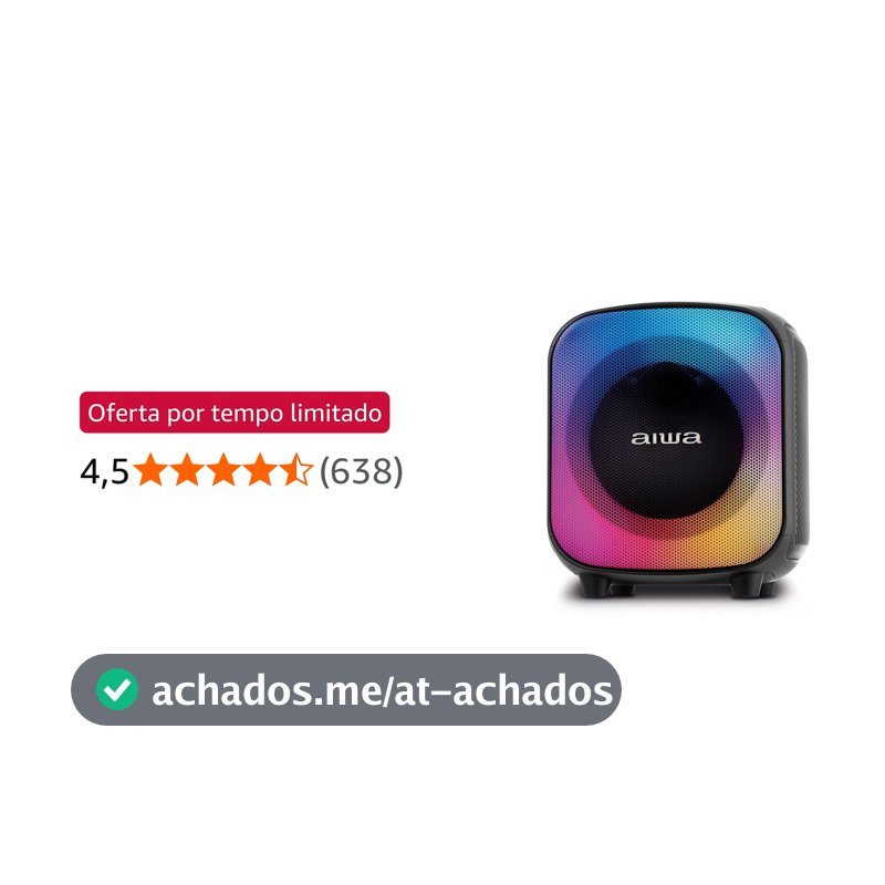 Caixa de Som PartyBox AIWA PB-07 Bluetooth 8H RGB USB TWS Preto