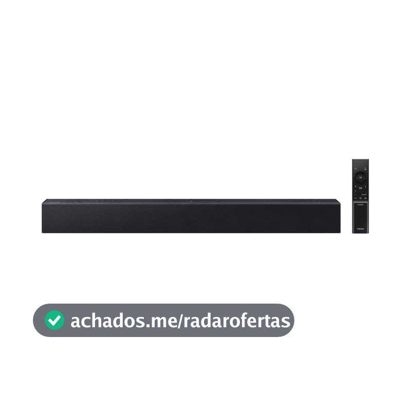 Soundbar Samsung HW-B400F, com 2.0 canais, Bluetooth, Subwoofer integrado e HDMI ARC